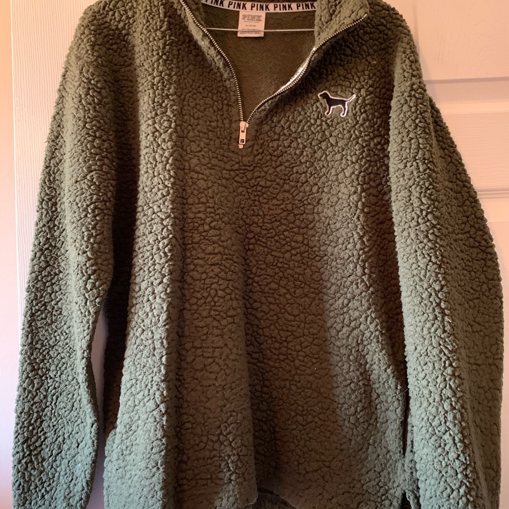 PINK 1/4 zip Sherpa sweatshirt